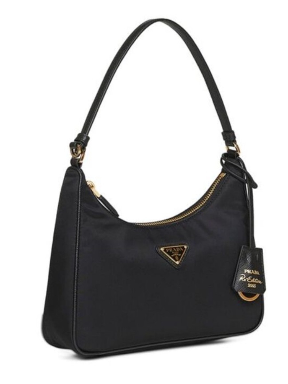 PRADA⭐️Handbag Re-Edition 2005 Nylon Leather Black Gold ! Like New! Offers.
